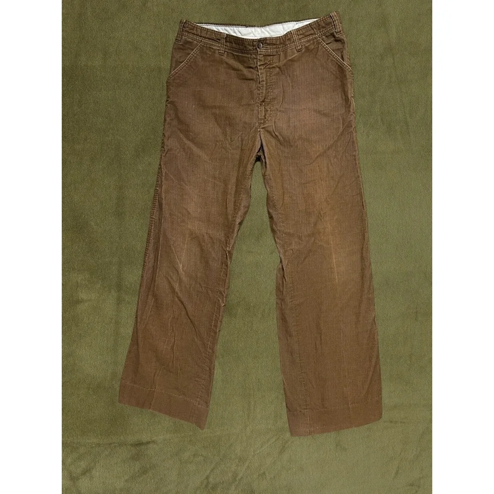 Vintage 1970s Levis Panatela Corduroy Pants Brown Straight Leg 34x31